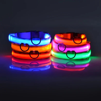 Illuminate Your Dog's Walks with the Nylon LED Night Safety Flashing Glow-in-the-Dark Dog Leash and Collar