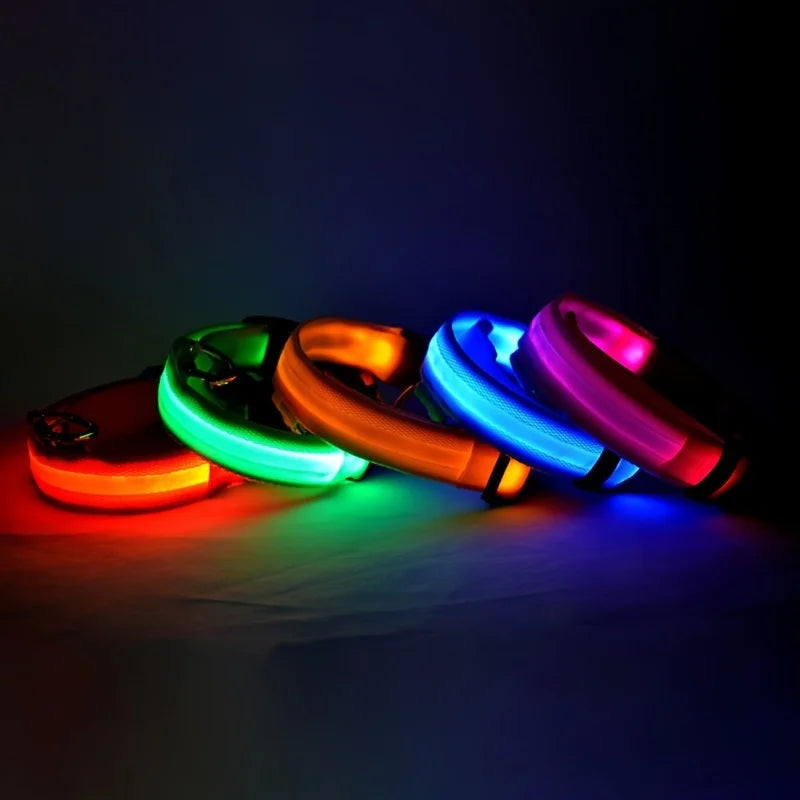 Illuminate Your Dog's Walks with the Nylon LED Night Safety Flashing Glow-in-the-Dark Dog Leash and Collar