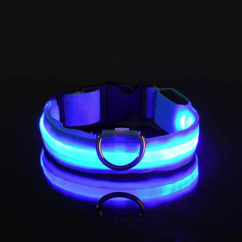 Illuminate Your Dog's Walks with the Nylon LED Night Safety Flashing Glow-in-the-Dark Dog Leash and Collar