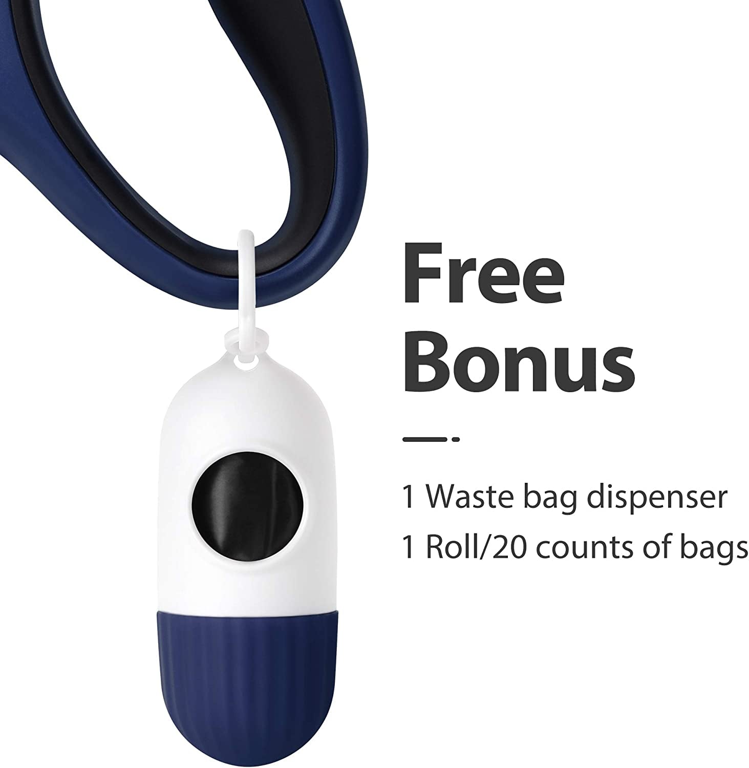 Retractable 16 Ft Dog Leash for Large Breeds - Includes Poop Bag Dispenser, Anti-Slip Handle & Tangle-Free Design in Navy Blue
