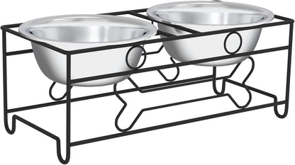 Elevate Your Pet's Dining Experience with Our Stylish Set of 2 Stainless Steel Dog Bowls - 40oz Capacity with Decorative Stand for Large Pets