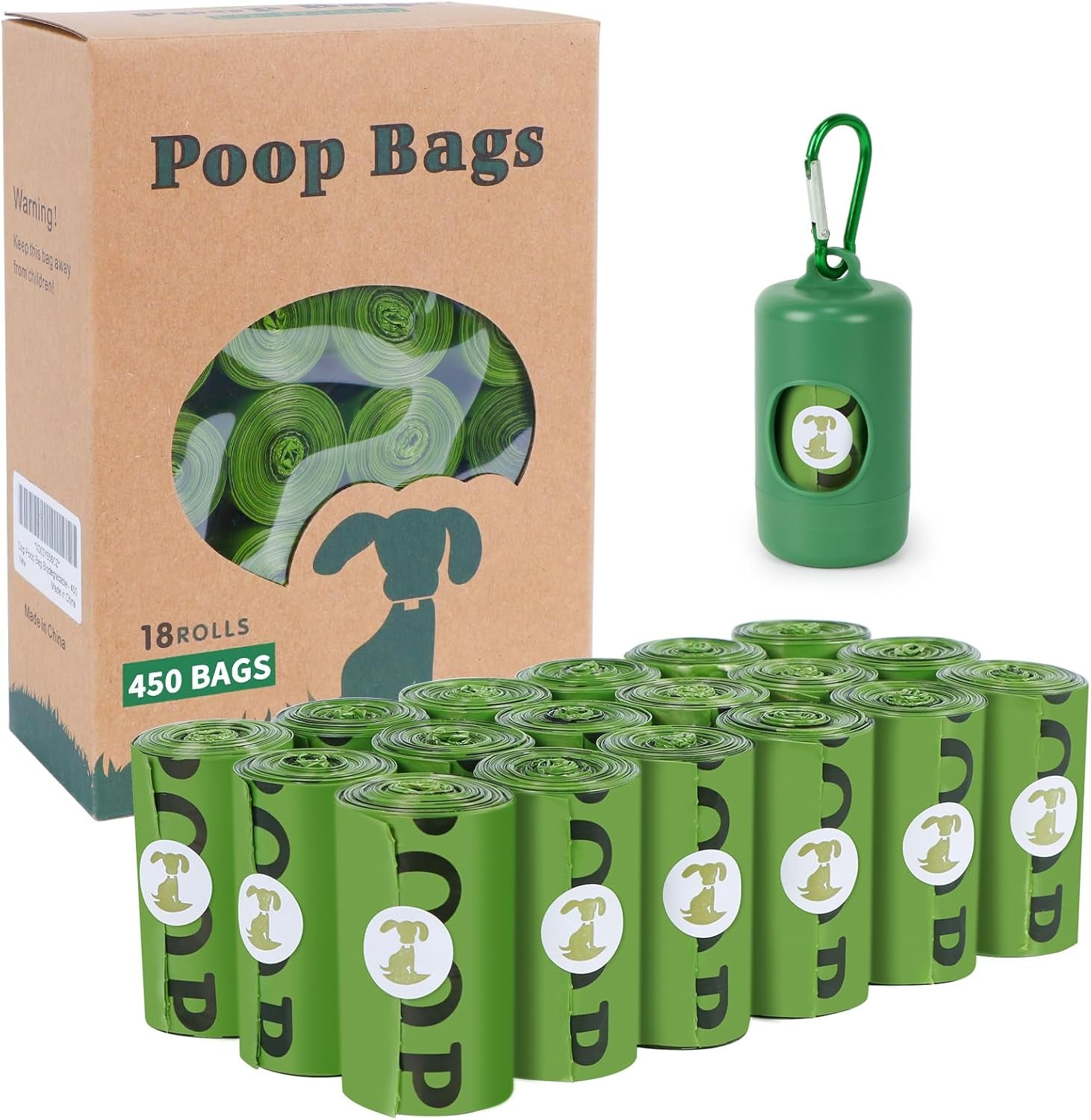 Eco-Friendly Biodegradable Dog Poop Bags - Scented Leak-Proof Waste Bags with Dispenser - 450 Count