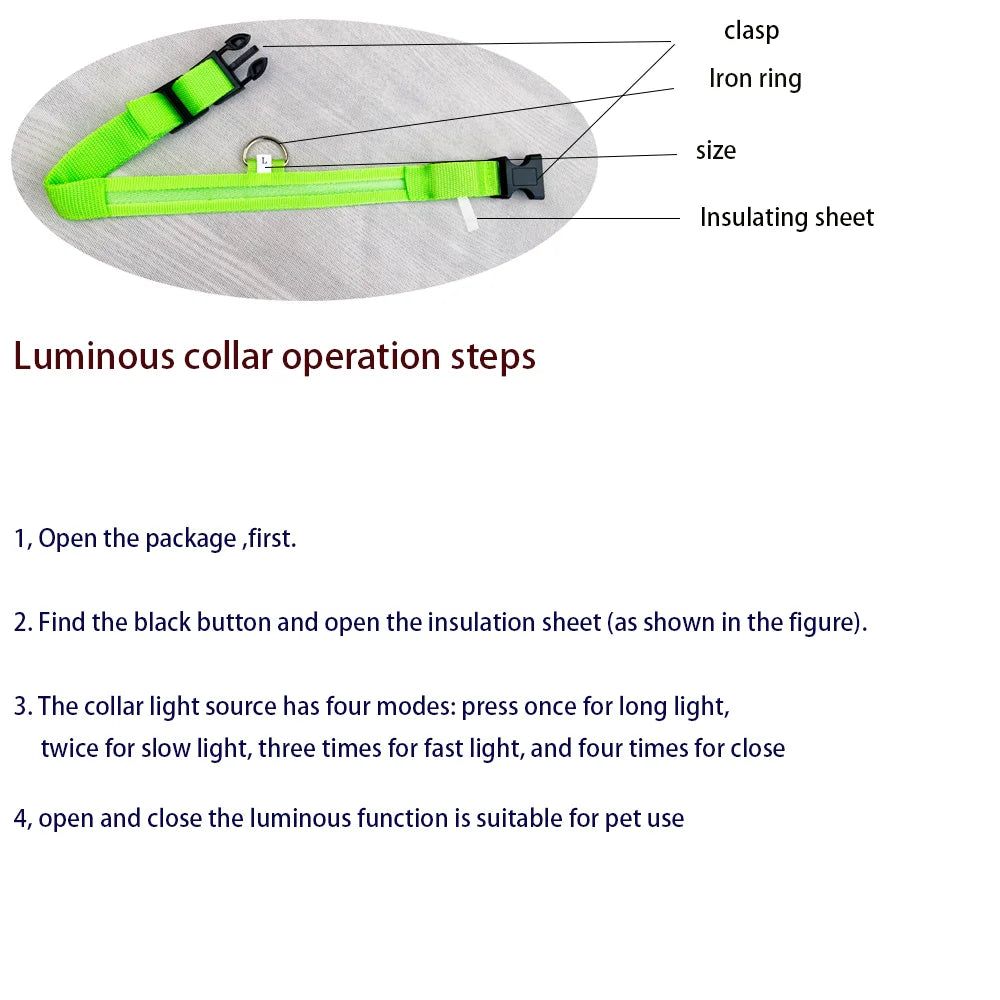Illuminate Your Dog's Walks with the Nylon LED Night Safety Flashing Glow-in-the-Dark Dog Leash and Collar