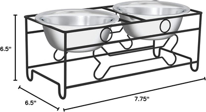 Elevate Your Pet's Dining Experience with Our Stylish Set of 2 Stainless Steel Dog Bowls - 40oz Capacity with Decorative Stand for Large Pets