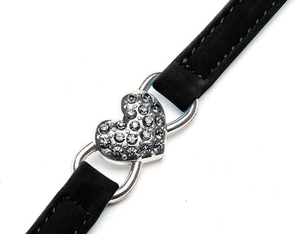Charming Pink Soft Velvet Cat Collar with Crystal Heart Charm & Bells - Adjustable for Small Pets (8-11 Inches) - Available in 6 Stylish Colors