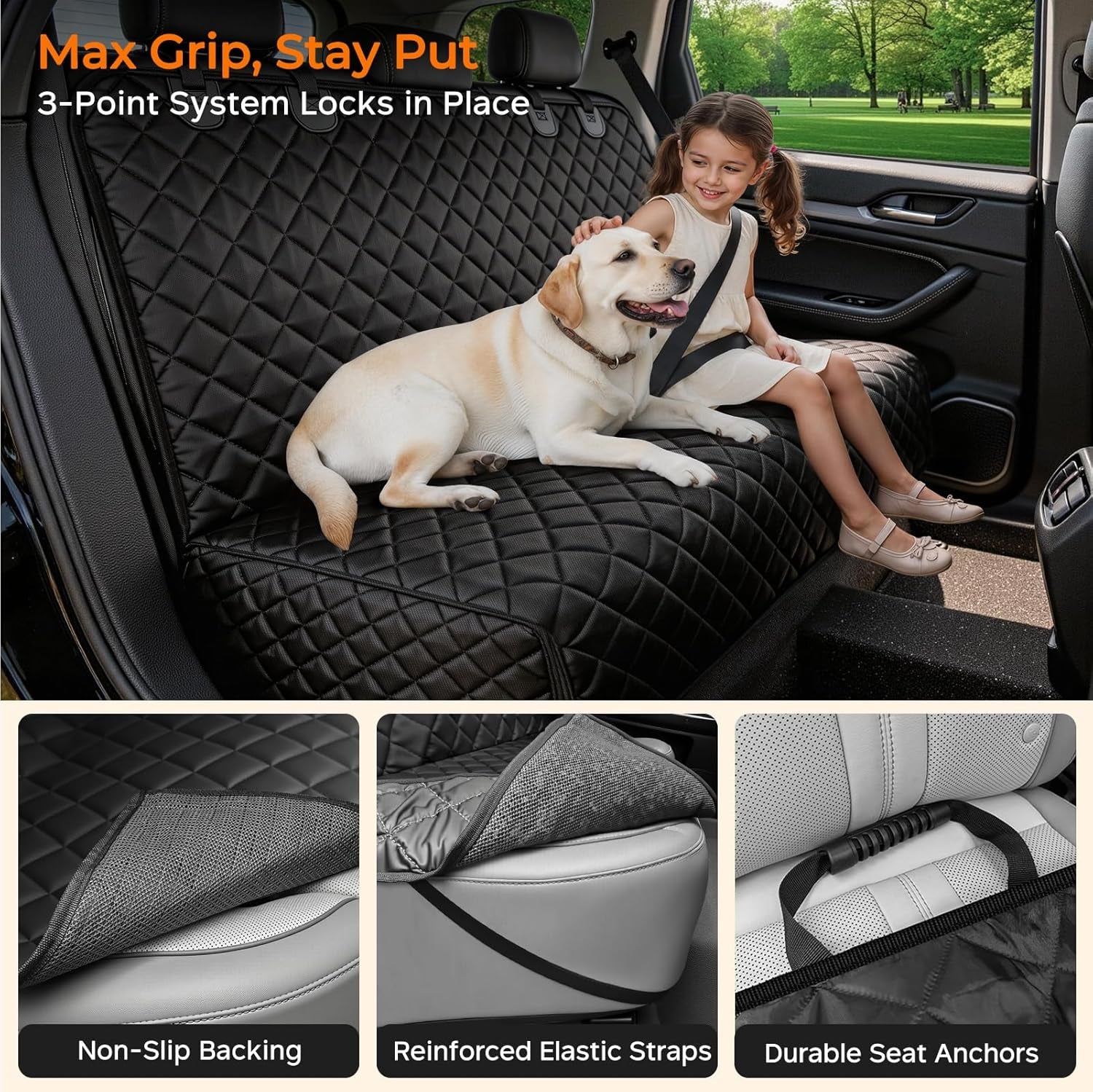 Ultimate Dog Car Seat Cover - Waterproof Protector for Back Seat | Perfect for Pets & Kids in Large Sedans & SUVs
