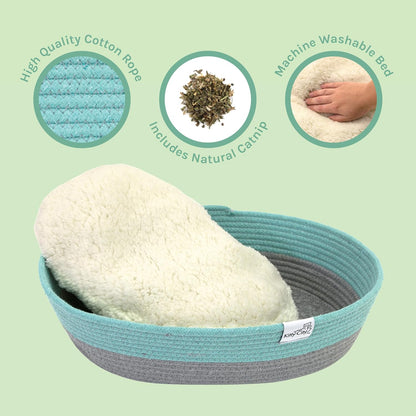 Cozy Woven Cat Bed for Ultimate Comfort - 14" W x 19" L x 5" H