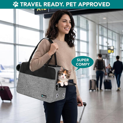 Stylish TSA Approved Dog Purse Carrier for Small Pets - Perfect for Travel with Ventilated Design & Cozy Bed
