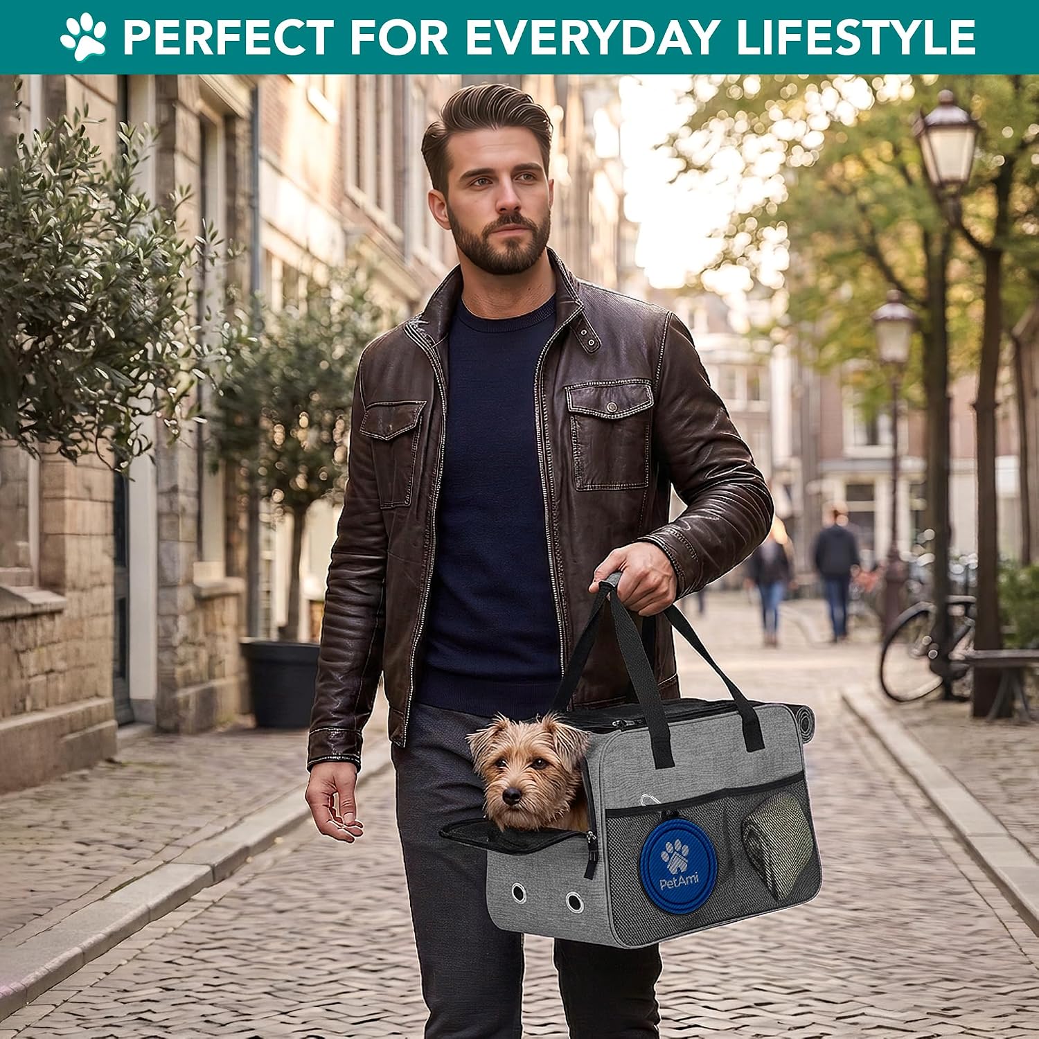 Stylish TSA Approved Dog Purse Carrier for Small Pets - Perfect for Travel with Ventilated Design & Cozy Bed