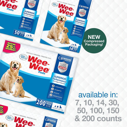 Wee-Wee Superior Performance Unscented Dog & Puppy Pee Pads - 100 Count of Leak-Proof, Quilted Potty Training Pads for All Sizes - 22" x 23"
