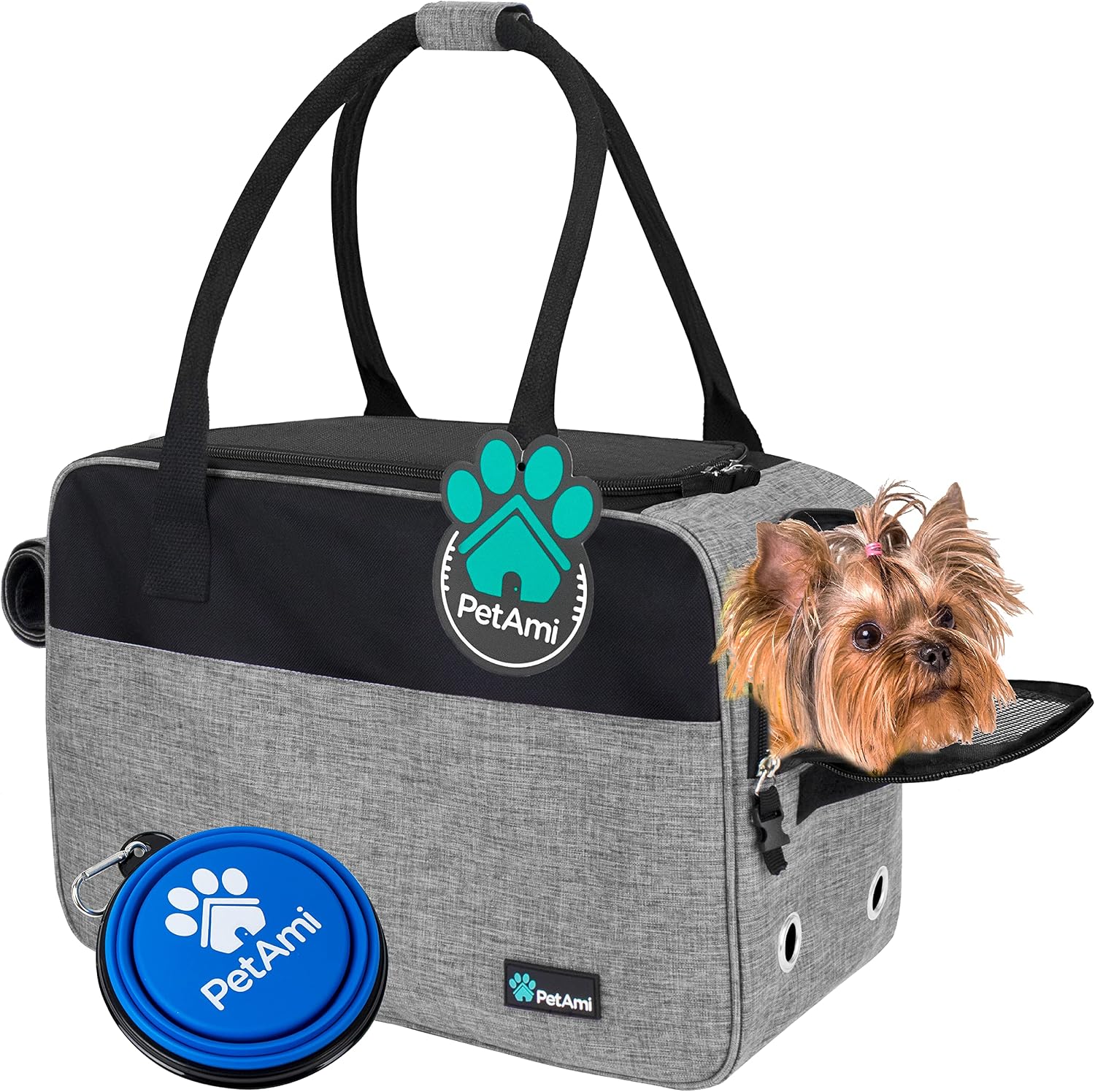 Stylish TSA Approved Dog Purse Carrier for Small Pets - Perfect for Travel with Ventilated Design & Cozy Bed