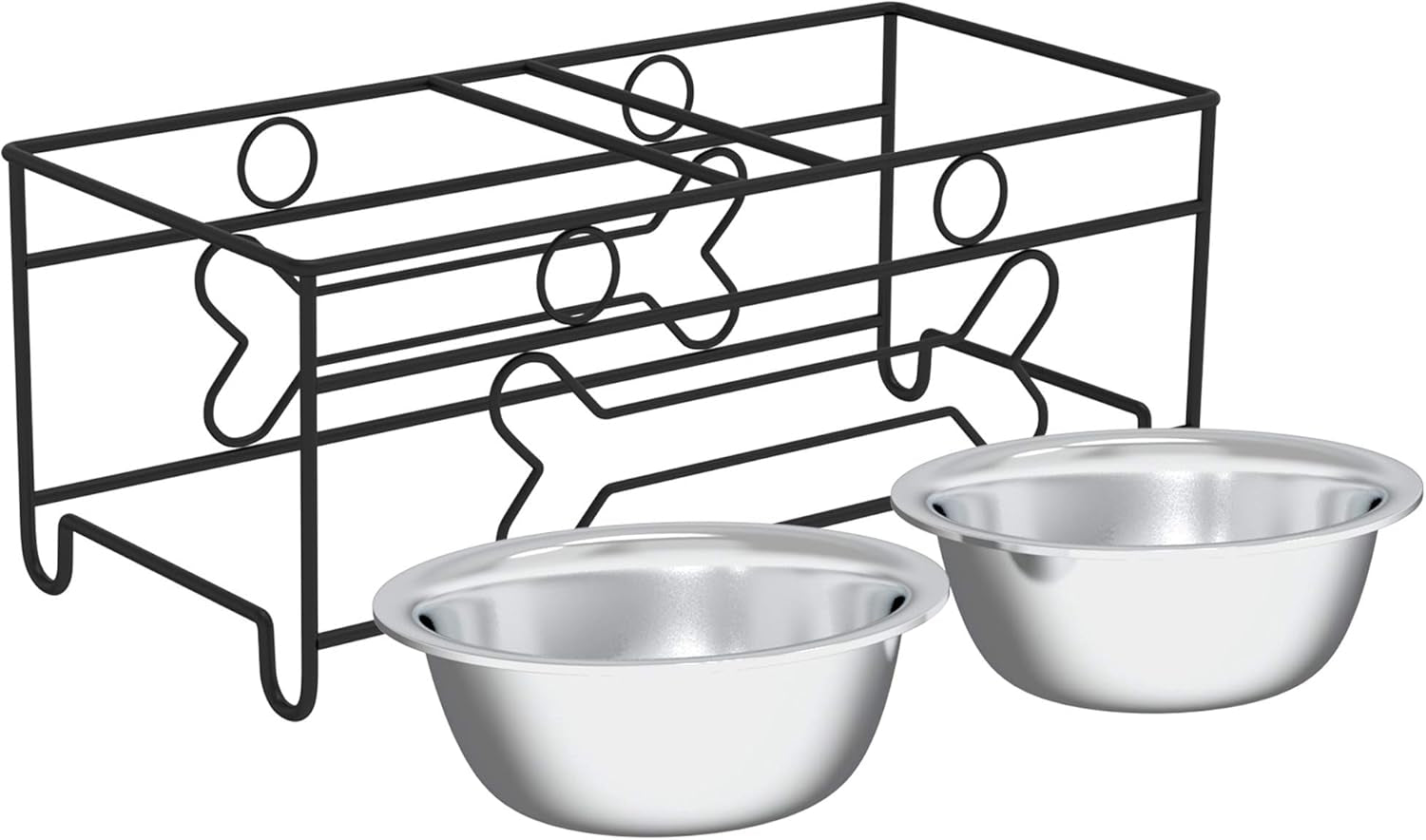 Elevate Your Pet's Dining Experience with Our Stylish Set of 2 Stainless Steel Dog Bowls - 40oz Capacity with Decorative Stand for Large Pets