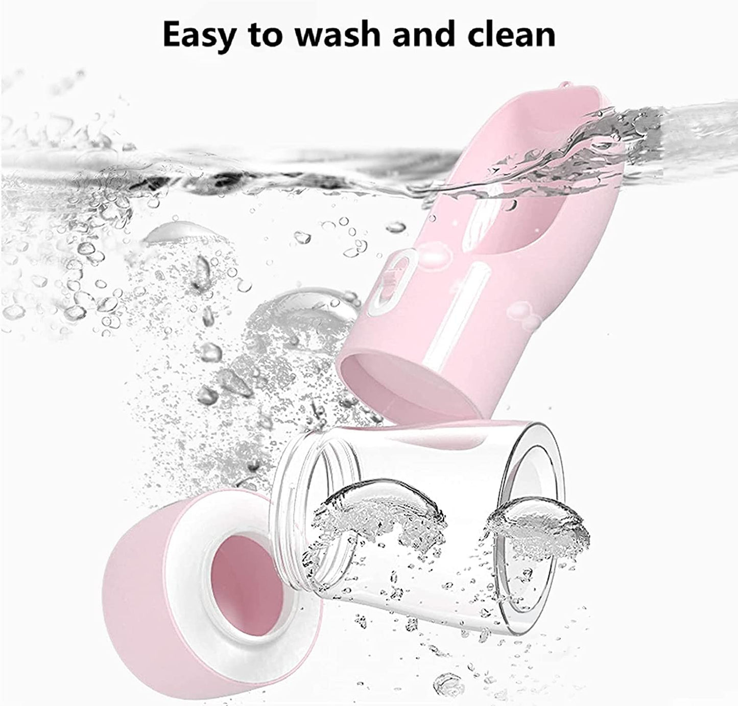 Ultimate Portable Dog Water Bottle: Leak-Proof Dispenser with Bowl & Food Container for Outdoor Adventures - Stylish Pink Design