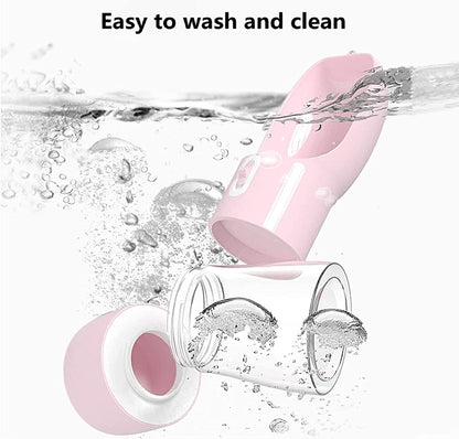 Ultimate Portable Dog Water Bottle: Leak-Proof Dispenser with Bowl & Food Container for Outdoor Adventures - Stylish Pink Design