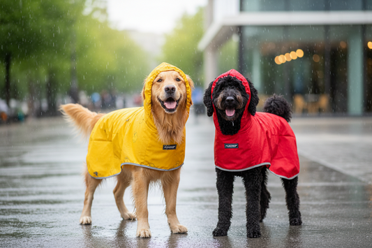 Reversible Hooded Dog Raincoat Slicker Poncho for Small Medium Large Dogs - Ducks Yellow - L - Polyester
