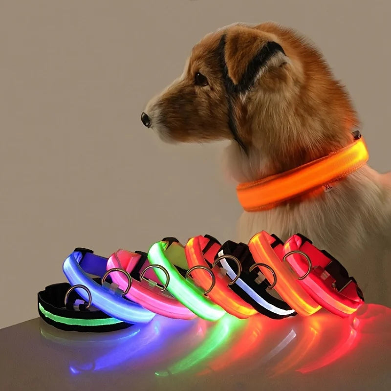 Illuminate Your Dog's Walks with the Nylon LED Night Safety Flashing Glow-in-the-Dark Dog Leash and Collar